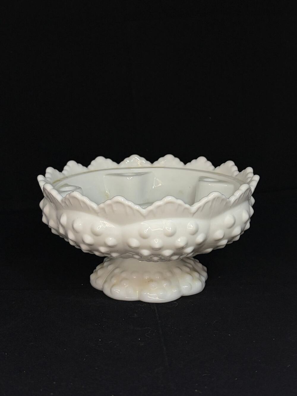 Vintage Fenton Hobnail Footed Milk Glass 6 Candle Holder Centerpiece